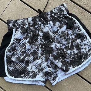 Running Athletic Shorts Black Print